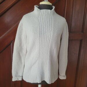 Barbara Wells Studio Womens Ribbed High Neck Sweater - Beige Size M 100% Cashmer